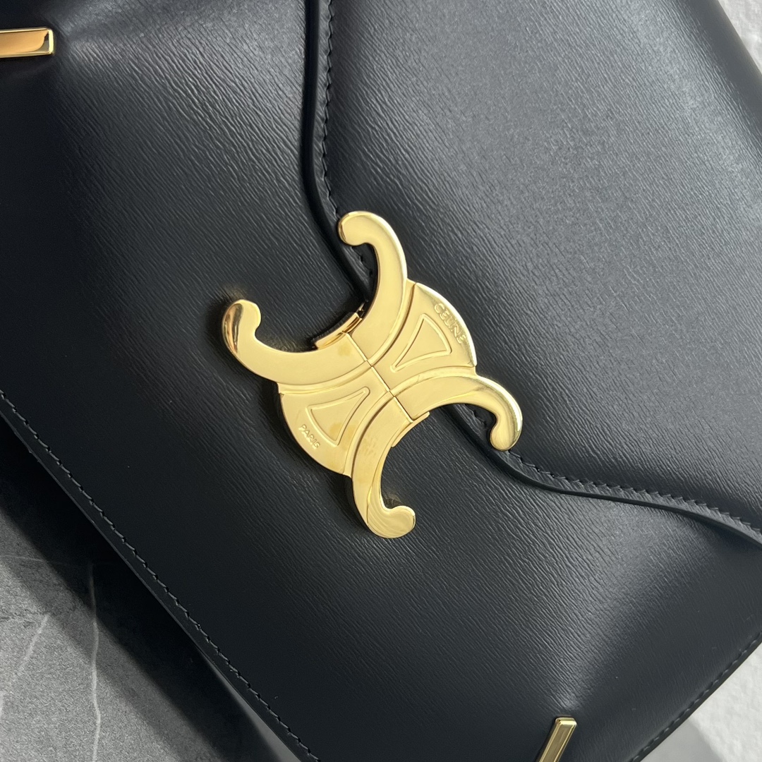 Celine Triumphal Arch Chain Square Bag In Smooth Calfskin Black 199273